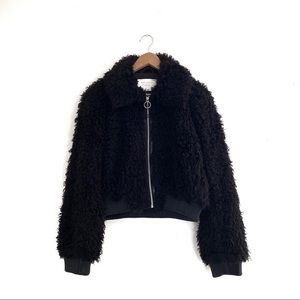 Zara Cropped Faux Fur Teddy Jacket